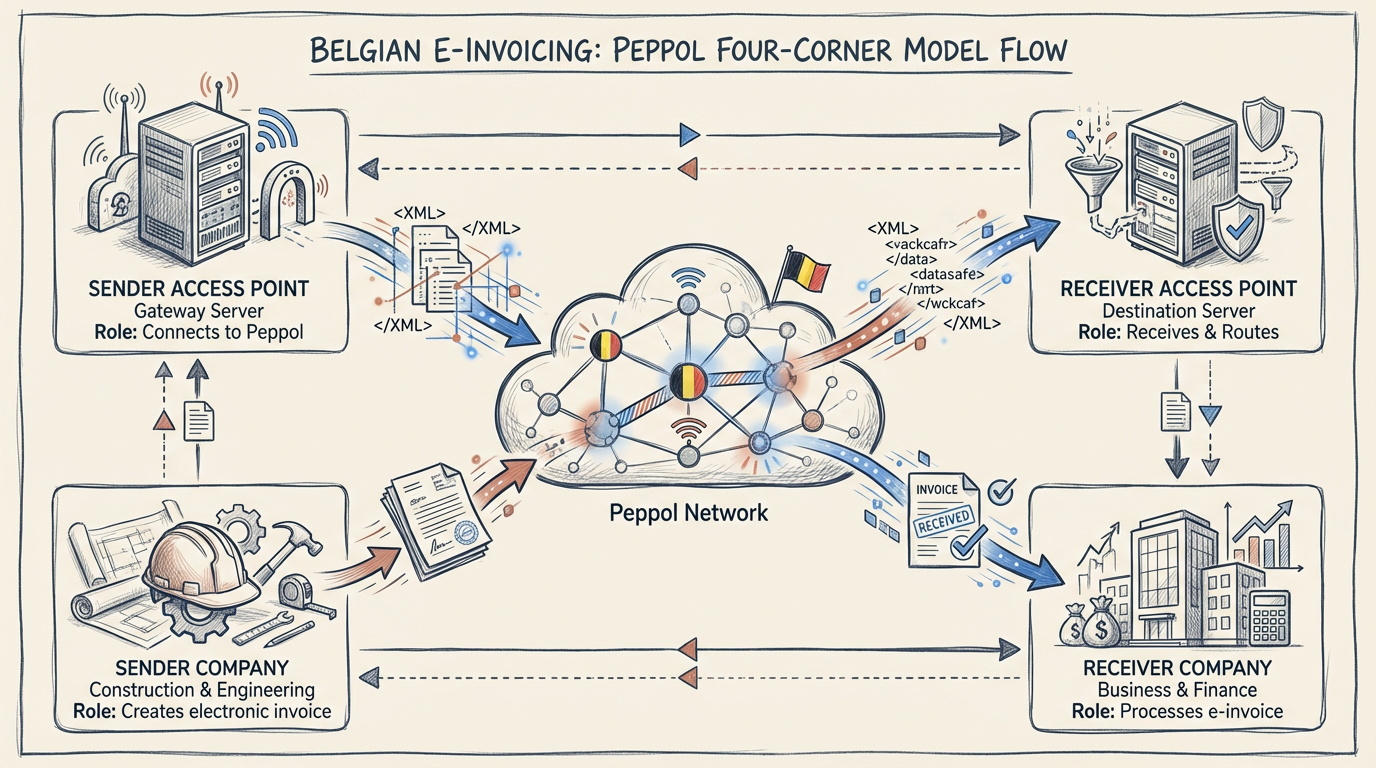 Peppol 4-corner model - electronic invoice flow