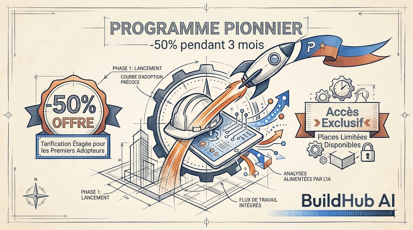 Programme Pionnier: 50% de réduction sur BuildHub AI Core pour les early adopters