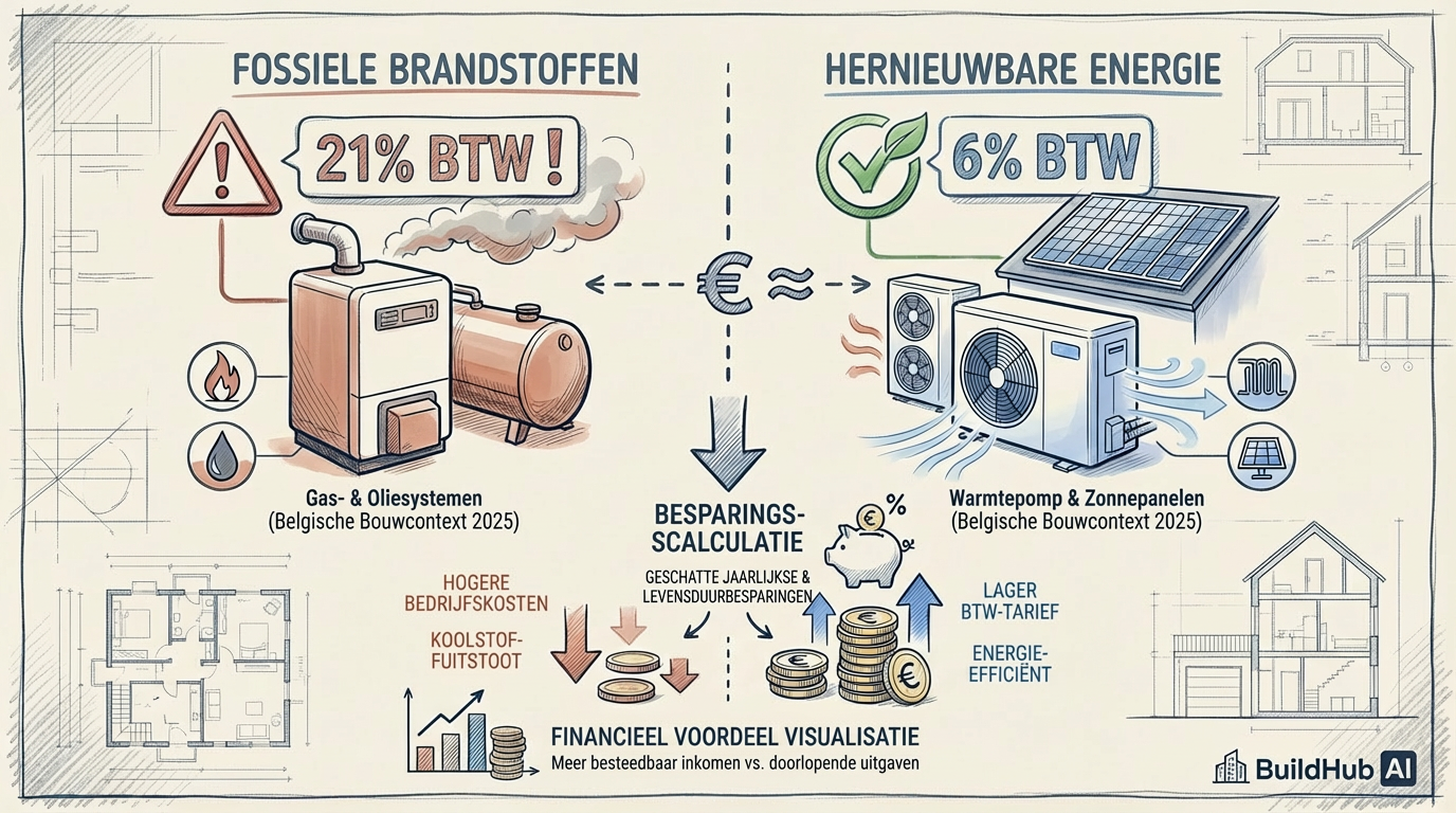 BTW-vergelijking: fossiele brandstoffen 21% vs. hernieuwbare energie 6%